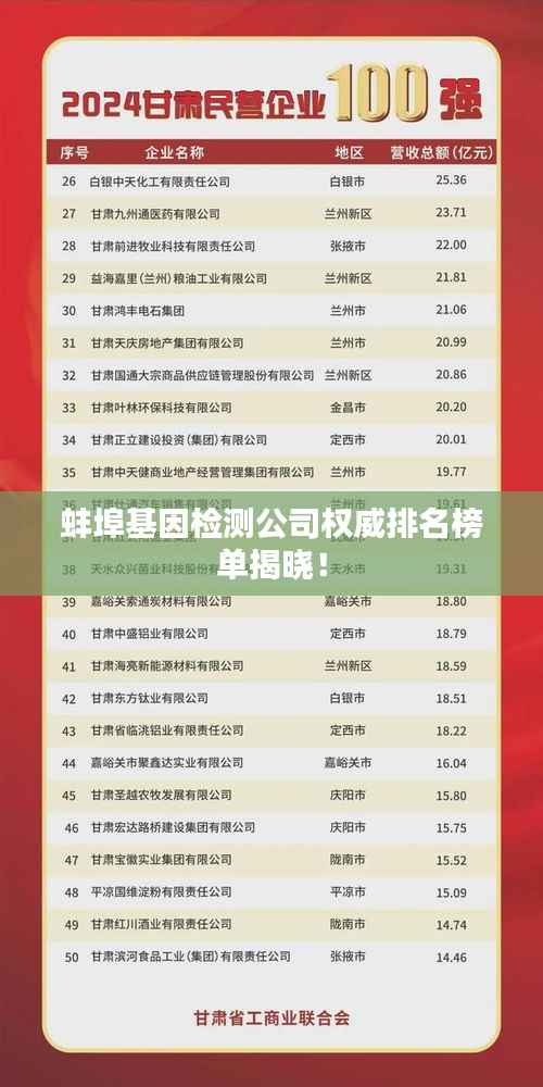 蚌埠基因检测公司权威排名榜单揭晓!