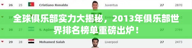 全球俱乐部实力大揭秘，2013年俱乐部世界排名榜单重磅出炉！